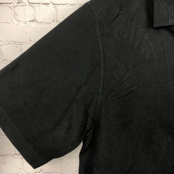 Tommy Bahama 100% Silk Black Hawaiian Button Up Men's Sz Large - Picture 6 of 12